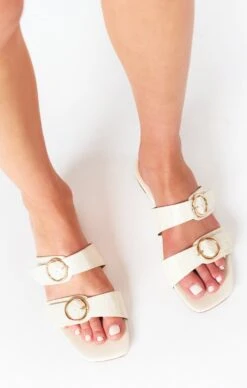 Show Me Your Mumu Billini Alaia Buckle Sandals ~ White Clay