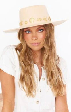 Show Me Your Mumu Lack Of Color Seaside Concho Boater Hat ~ Ivory