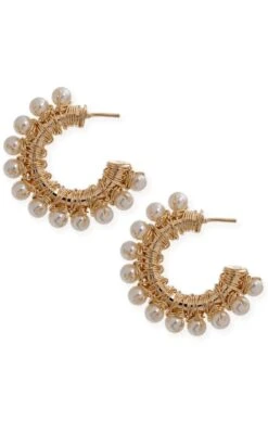 Show Me Your Mumu Bracha Harlow Pearl Hoop Earrings ~ Gold Filled