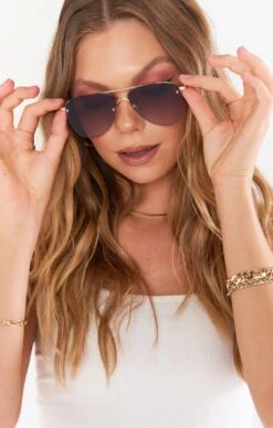 Show Me Your Mumu LeSpecs The Prince Aviator Sunglasses ~ Gold
