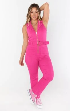 Show Me Your Mumu Jacksonville Cropped Jumpsuit ~ Hot Pink Denim -Show Me Your Mumu kielebre 2.235894