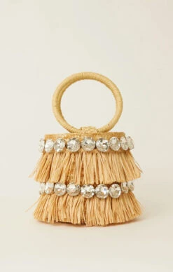 Show Me Your Mumu BTB Los Angeles Liv Round Crystal Bucket ~ Natural