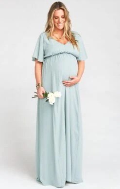 Show Me Your Mumu Emily Empire Maxi Dress ~ Silver Sage Crisp -Show Me Your Mumu muternity taryn 2.213600