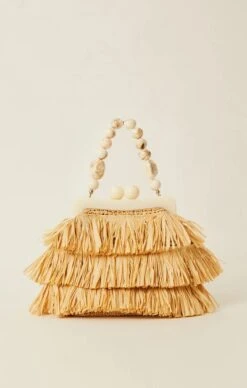 Show Me Your Mumu BTB Los Angeles Nyla Raffia Fringe Clutch ~ Natural