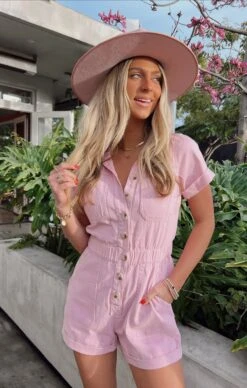 Show Me Your Mumu Cannon Romper ~ Pink Denim