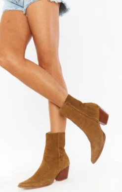 Show Me Your Mumu Matisse Caty Bootie ~ Cognac Suede