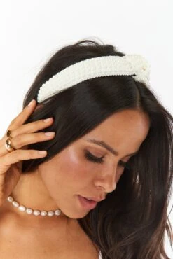 Show Me Your Mumu Milly Pearl Knotted Headband ~ White -Show Me Your Mumu reshoots savchantelle bridal emilylindsay 6.298388