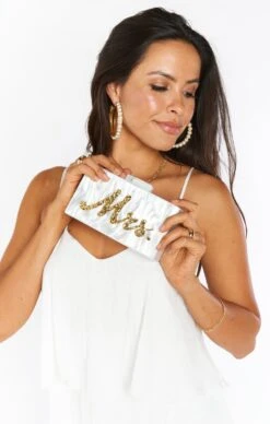 Show Me Your Mumu MRS Box Clutch Bag ~ White/Gold -Show Me Your Mumu reshoots savchantelle bridal emilylindsay 6.299505