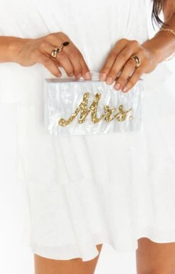 Show Me Your Mumu MRS Box Clutch Bag ~ White/Gold -Show Me Your Mumu reshoots savchantelle bridal emilylindsay 6.299510