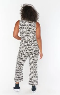 Show Me Your Mumu Jacksonville Cropped Jumpsuit ~ Neutral Geo Denim -Show Me Your Mumu sabrina livsophia 11.825131