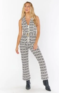 Show Me Your Mumu Jacksonville Cropped Jumpsuit ~ Neutral Geo Denim -Show Me Your Mumu sabrina livsophia 11.825181