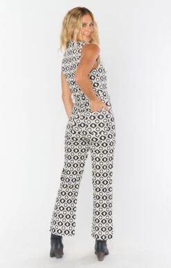 Show Me Your Mumu Jacksonville Cropped Jumpsuit ~ Neutral Geo Denim -Show Me Your Mumu sabrina livsophia 11.825196