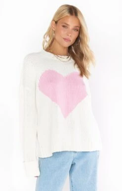 Show Me Your Mumu Sweetheart Sweater ~ Pink Heart Knit -Show Me Your Mumu spring23 emilyallie 6.239332 06018750 17ac 43da a76a 186e6d20c1eb