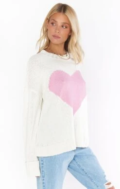 Show Me Your Mumu Sweetheart Sweater ~ Pink Heart Knit -Show Me Your Mumu spring23 emilyallie 6.239342