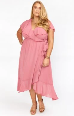 Show Me Your Mumu Jess Ruffle Midi Dress ~ Sunset Rose Chiffon -Show Me Your Mumu springbridal meggolexa 11.1943543