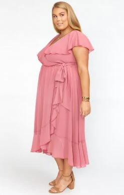 Show Me Your Mumu Jess Ruffle Midi Dress ~ Sunset Rose Chiffon -Show Me Your Mumu springbridal meggolexa 11.1943549