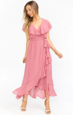 Show Me Your Mumu Jess Ruffle Midi Dress ~ Sunset Rose Chiffon -Show Me Your Mumu springbridal meggolexa 11.1943814