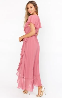 Show Me Your Mumu Jess Ruffle Midi Dress ~ Sunset Rose Chiffon -Show Me Your Mumu springbridal meggolexa 11.1943821