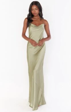 Show Me Your Mumu Tuscany Maxi Slip Dress ~ Moss Green Luxe Satin -Show Me Your Mumu springbridal torijudah 11.1926439