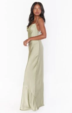 Show Me Your Mumu Tuscany Maxi Slip Dress ~ Moss Green Luxe Satin -Show Me Your Mumu springbridal torijudah 11.1926451