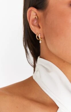 Show Me Your Mumu LUV AJ Bianca Stone Pave Huggies ~ Gold -Show Me Your Mumu su21 emilyjudah 9.270416