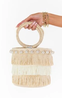Show Me Your Mumu Perla Circle Handle Bag ~ Natural