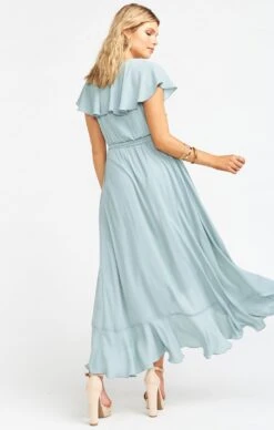 Show Me Your Mumu Jess Ruffle Midi Dress ~ Silver Sage Crisp -Show Me Your Mumu sweaters bridal jordan 9.51388