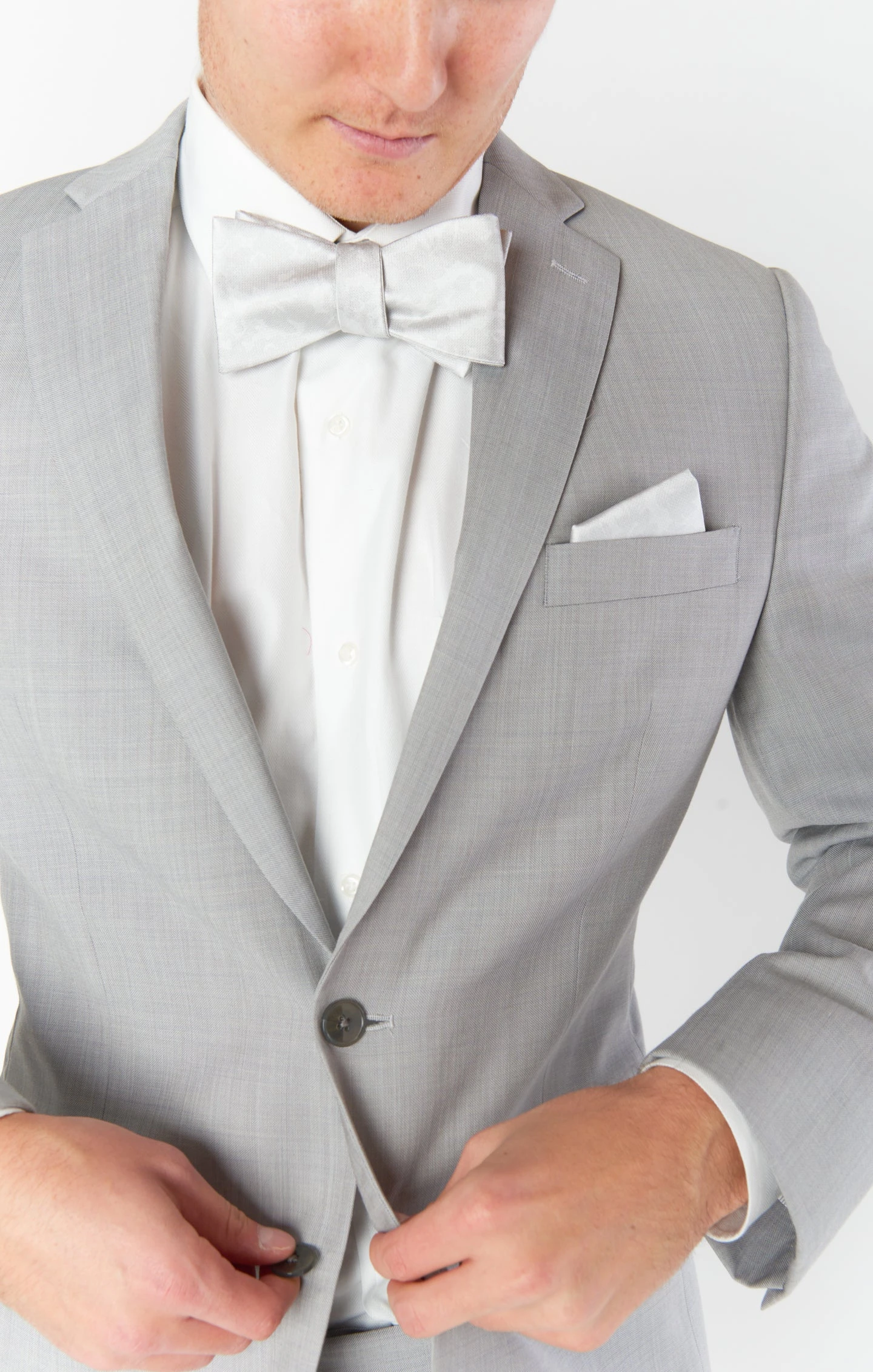 Show Me Your Mumu Josh Bow Tie ~ Silver Floral Luxe Satin 4 Show Me Your Mumu Josh Bow Tie ~ Silver Floral Luxe Satin - Image 2