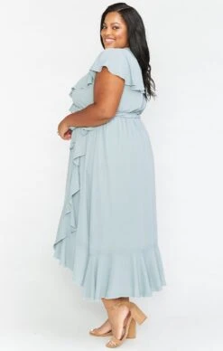 Show Me Your Mumu Jess Ruffle Midi Dress ~ Silver Sage Crisp -Show Me Your Mumu winterbridal judahmeggo 9.126553