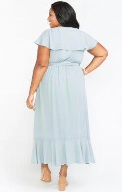 Show Me Your Mumu Jess Ruffle Midi Dress ~ Silver Sage Crisp -Show Me Your Mumu winterbridal judahmeggo 9.126559